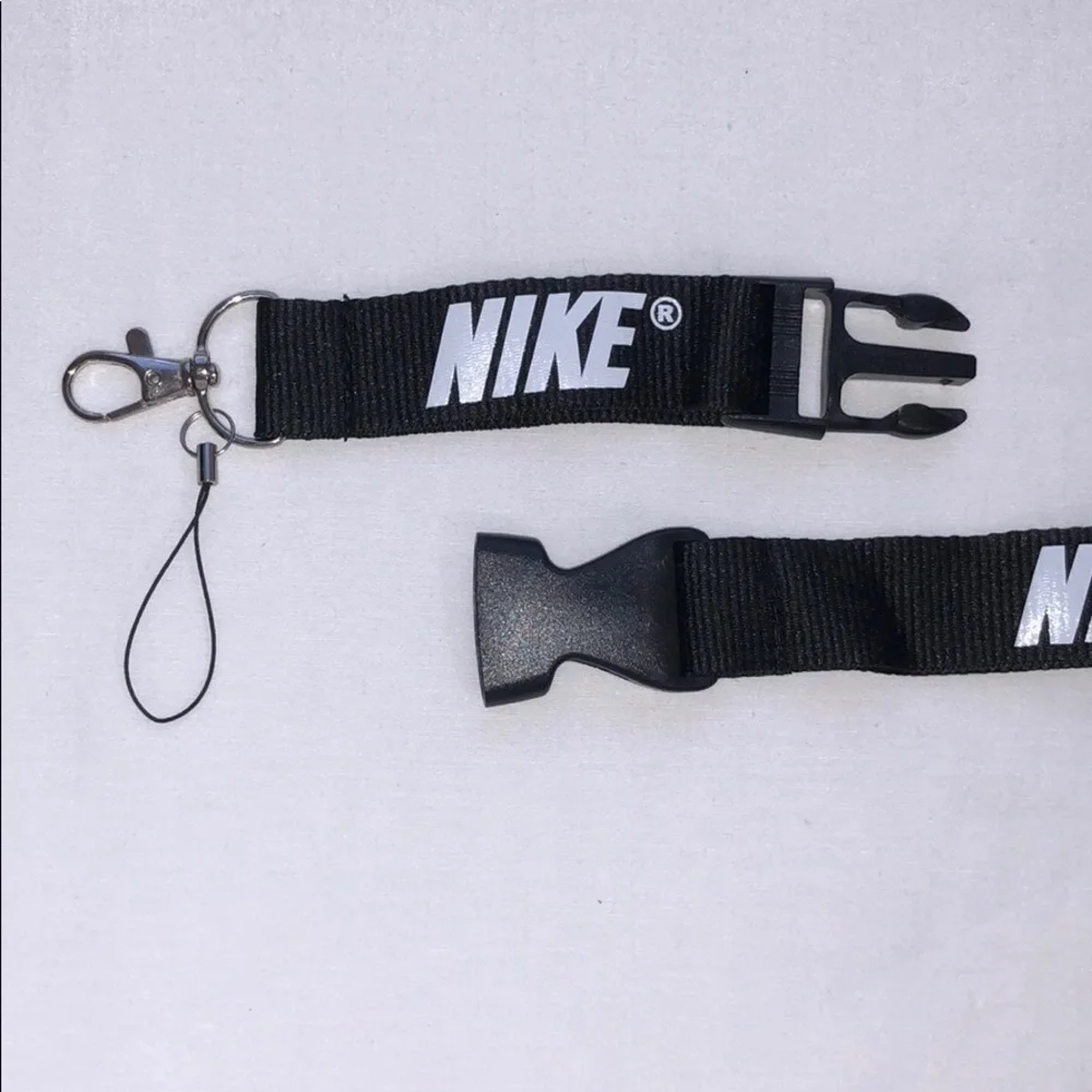 New Nike Black and White Lanyard ID Badge Keychain